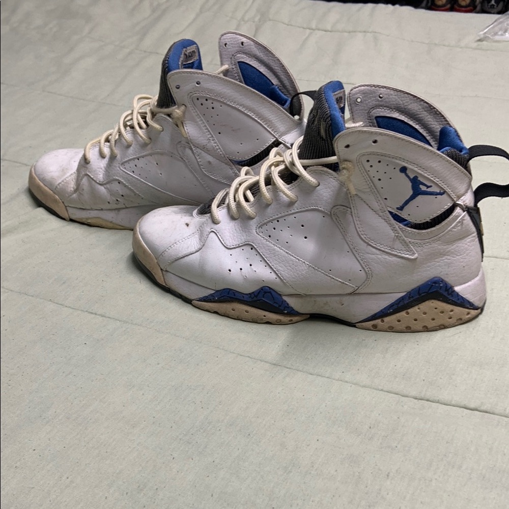 Jordan Retro 7 White and Blue High-Top Sneakers